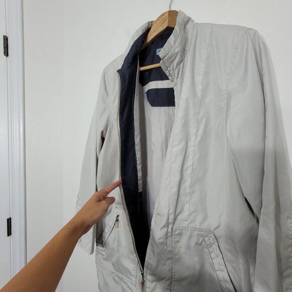 West Coast Connection Off White Windbreaker Trench Coat Jacket Zip Front Pockets - Picture 6 of 11